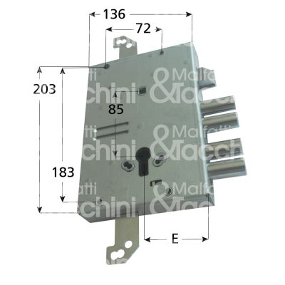 Mottura 89g515w22q serratura blindata a cilindro per gasperotti triplice e 64 ambidestra 4 catenacci piÙ scrocco int. cat. 22 sporg. 3,5