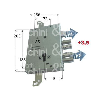 Mottura 89g515w2dq serratura blindata a cilindro per gasperotti triplice e 64 ambidestra 4 catenacci piÙ scrocco int. cat. 22 sporg. 9,5