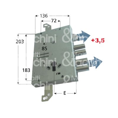 Mottura 89g515w2mq serratura blindata a cilindro per gasperotti triplice e 64 ambidestra 4 catenacci piÙ scrocco int. cat. 22 sporg. 6,5