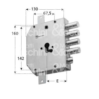 Mottura 89m830d00q serratura blindata a cilindro per megablock triplice e 61 dx 4 catenacci piÙ scrocco int. cat. 28 sporg. 3,5