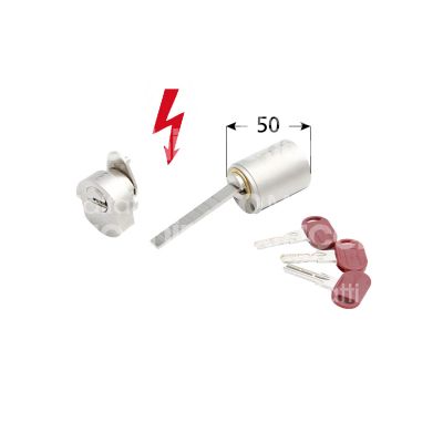 Mottura dpcsx47101 cilindro per serratura elettrica champions c28 50 mm Ø 25 chiave punzonata cifratura kd nichel satinato