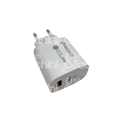 Proxe 722506 caricatore di rete art. 722506 attacco 1 usb + 1 usb-c n prese 2 tensione 100-240 v output 3,0 a bianco