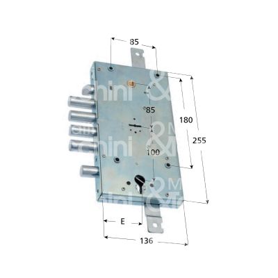 Sab 161628 serratura plurisistema con cilindro indipendente triplice e 64 ambidestra 4 catenacci piÙ scrocco e 1 servizio int. cat. 28 sporg. 3,5