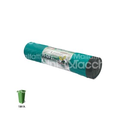 Soragni s466go sacco rifiuti con maniglie art. s466go/060 giardinaggio misura cm 95 x 120 verde/nero 60 micron litri 150 peso gr. 1050 confezione pz 8