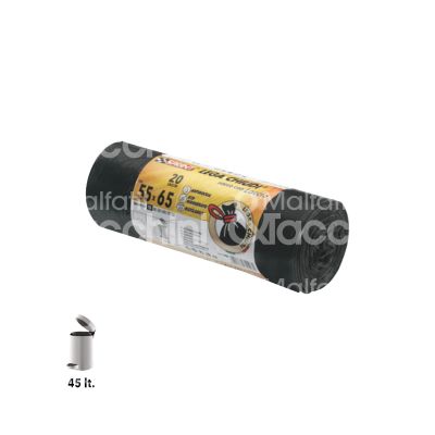 Soragni sp308018 sacchetto rifiuti con lacci art. sp308/018 indifferenziata misura cm 55 x 65 nero 18 micron litri 45 peso gr. 235 confezione pz 20
