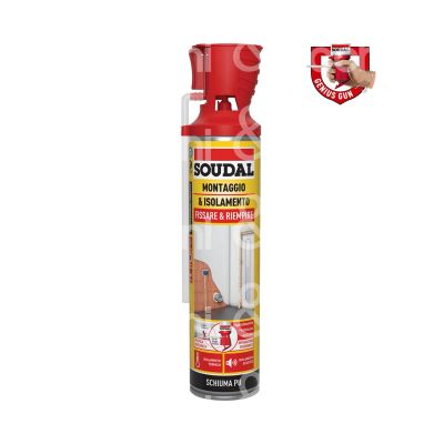 Soudal 144576 schiuma poliuretanica erogazione manuale contenuto ml 600 + 150 omaggio classificazione b3 colore champagne