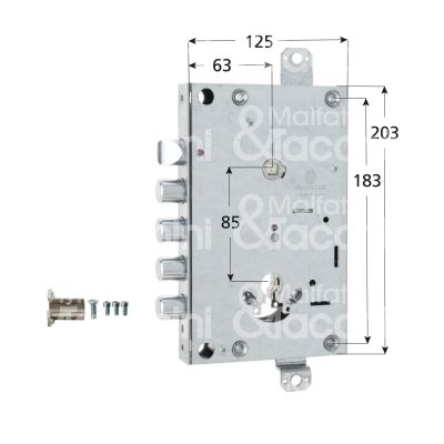Securemme 1651scr0328cxx serratura blindata a cilindro triplice e 64 ambidestra 4 catenacci piÙ scrocco int. cat. 28 sporg. 5