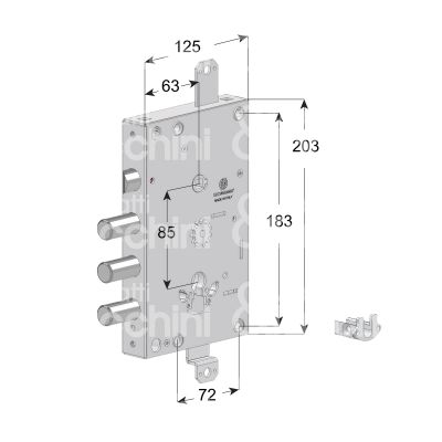 Securemme 1651scr0337cxx serratura blindata a cilindro triplice e 64 ambidestra 3 catenacci piÙ scrocco int. cat. 37 sporg. 5