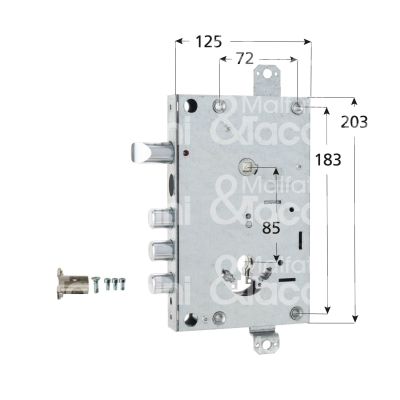 Securemme 1651scrct2 serratura a cilindro per porte blindate triplice e 64 ambidestra 3 catenacci piÙ scrocco int. cat. 28 sporg. 14