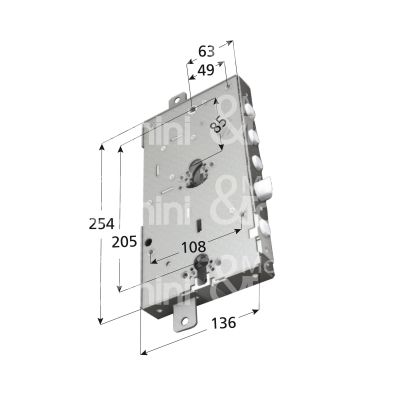 Securemme 2631p028 serratura blindata a doppio cilindro triplice e 63 ambidestra 4 catenacci piÙ scrocco e 1 servizio int. cat. 28 sporg. 3