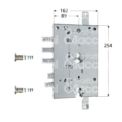 Securemme 2681scr8937cxxgs serratura per blindata a doppio cilindro indip. triplice e 89 ambidestra 3 catenacci piÙ scrocco e 1 servizio int. cat. 37 sporg. 3,5