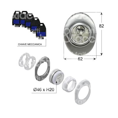Securemme 4280ecs20a5 protettore meccanico chiave meccanica interasse fori mm 31 misura Ø 46 profondita' mm 20 cromo satinato