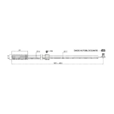 Securemme 5870m8 asta terminale corta telescopica zincata misura mm 300 ÷ 460 Ø 14 accessori non compresi