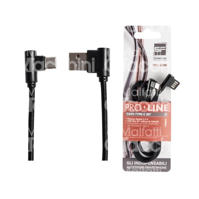 Sf soluzioni blsf125b cavo di carica 90 gradi art. blsf125b attacco usb/type-c nero l mt 1