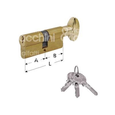 Stv serrature 804200040 cilindro sagomato pomolo/chiave 35 x 35 = 70 mm chiave piatta cifratura kd ottone satinato