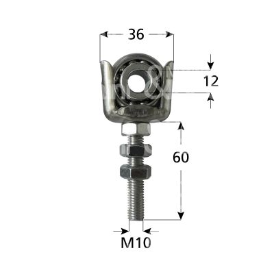 M&t 900 13841 cuscinetto con supporto regolabile art. g6.2cu ferro zincato Ø m 10 x 60 - l mm 36 x