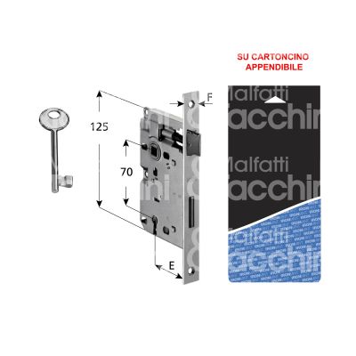 Agb b05724034b serratura patent bordo quadro e 40 int. man. 70 scrocco piÙ catenaccio cromo satinato
