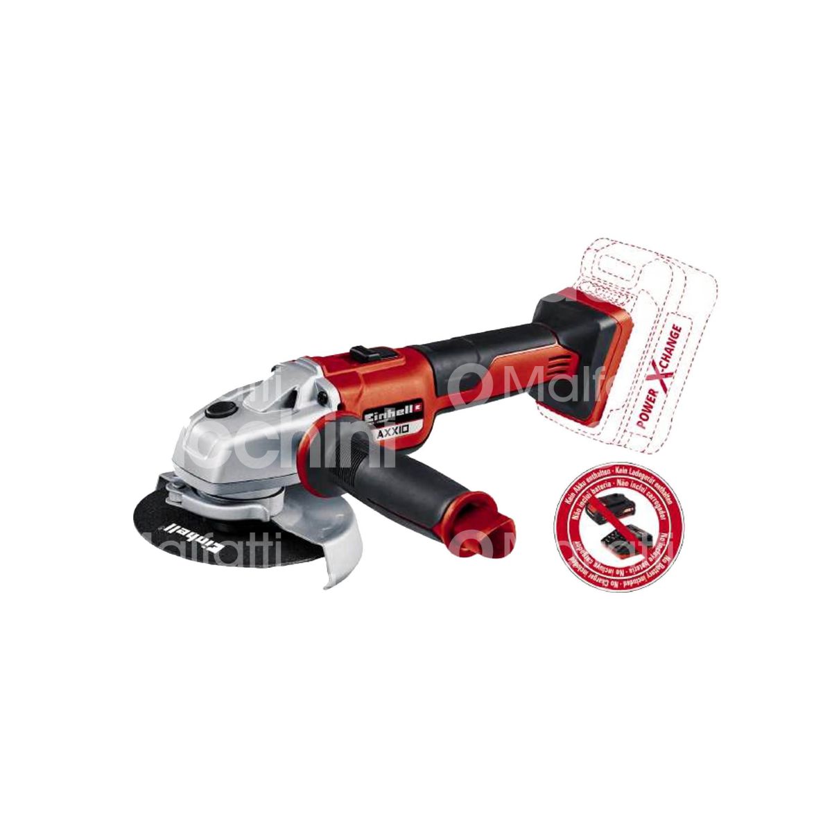 Einhell 4431151 smerigliatrice angolare a batteria solo te-ag 18/125 li  gamma x - change linea expert plus potenza 18 v batteria senza Ø disco mm  125 / mm 115 peso senza batteria kg 1,54 MALFATTI&TACCHINI GROUP