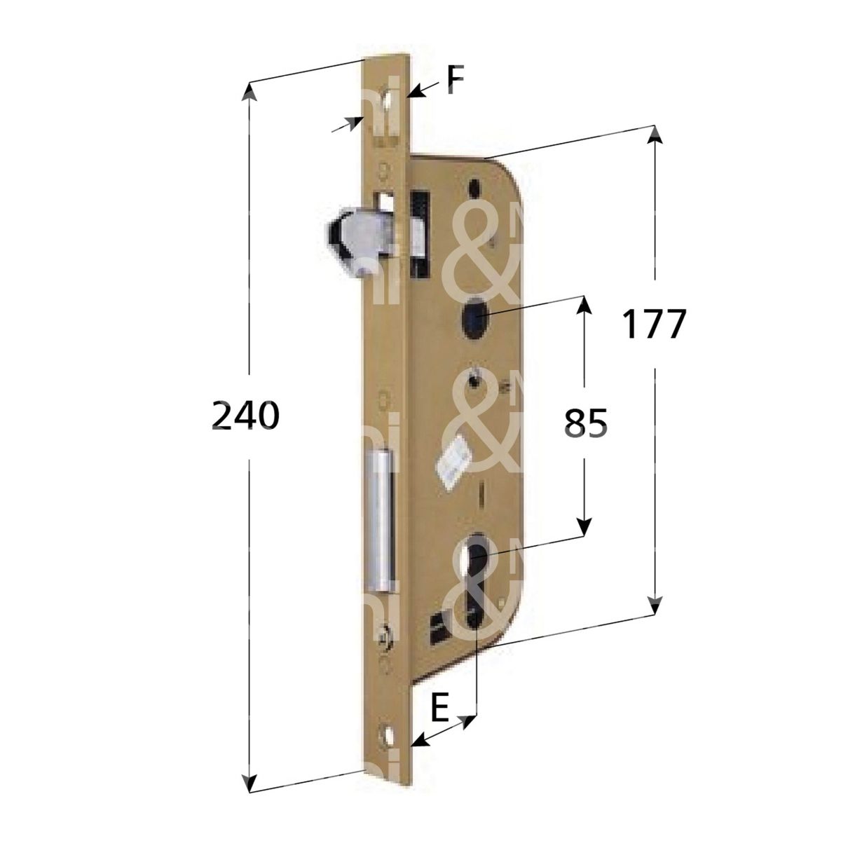 Yale 5220040 serratura infilare a gancio sporgente e 40 ambidestra per porte  interne bronzato foro sagomato MALFATTI&TACCHINI GROUP