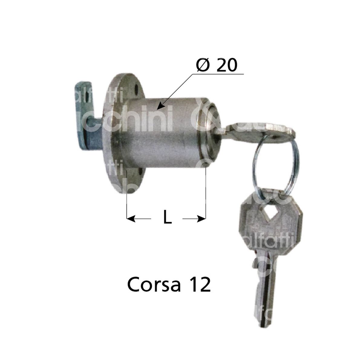 Prefer fs07 serratura per scorrevole a pulsante Ø 20 lunghezza mm 22  ambidestra chiave piatta kd rotazione 90° 2 estrazione nichelato  MALFATTI&TACCHINI GROUP