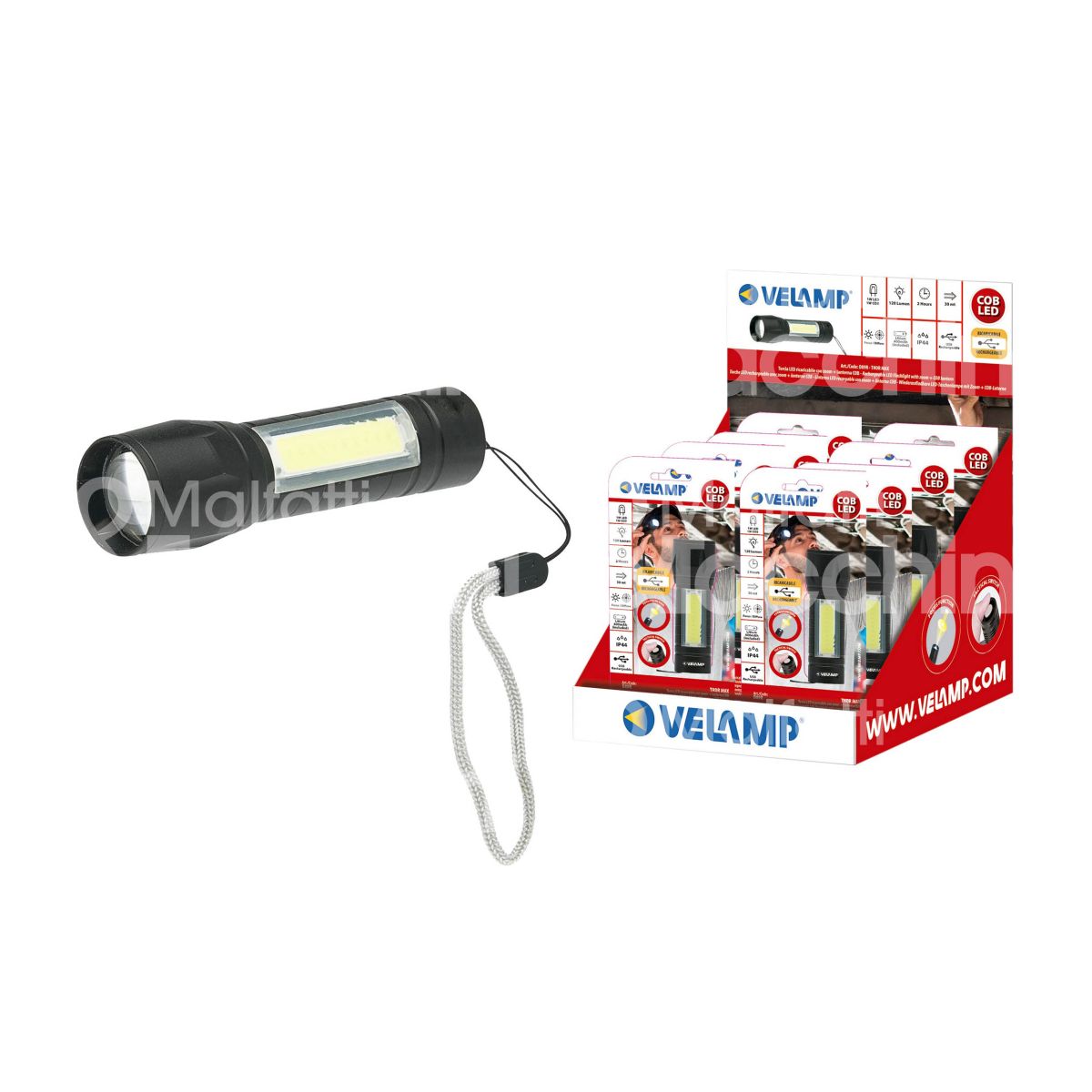 Velamp d89r torcia thor max led alimentazione batteria - lumen 120